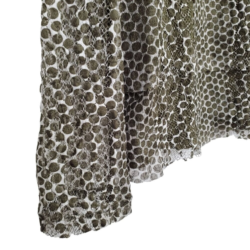 Chico's 3 Size XL Shirt Layered Ruffle Polka Dot Multi Mesh Lace Long Sleeves - Picture 8 of 9